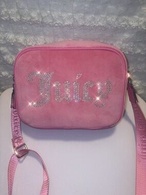Juicy Couture Pink Rhinestone Logo Crossbody Bag
